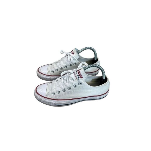 converse low top sneakers white canvas lace up shoes women’s size 7 - Picture 3 of 11